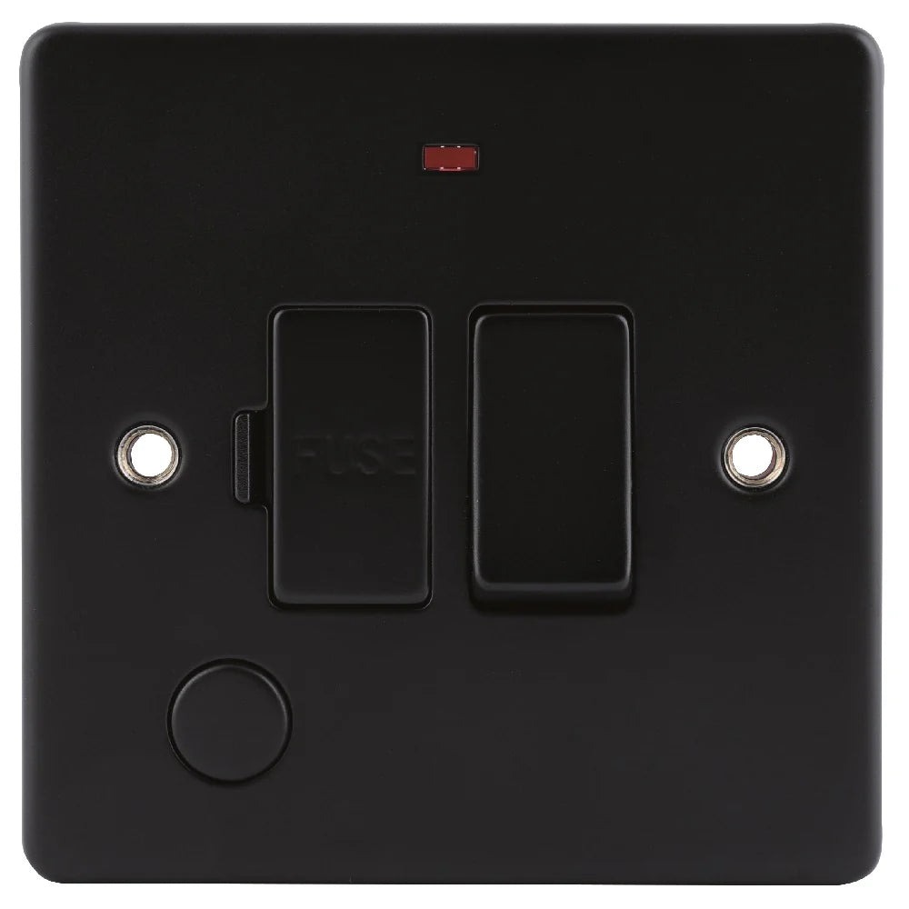 D-FS13DPFN-MBM 13A Switched Fused Spur with Neon Metal Insert Matt Black
